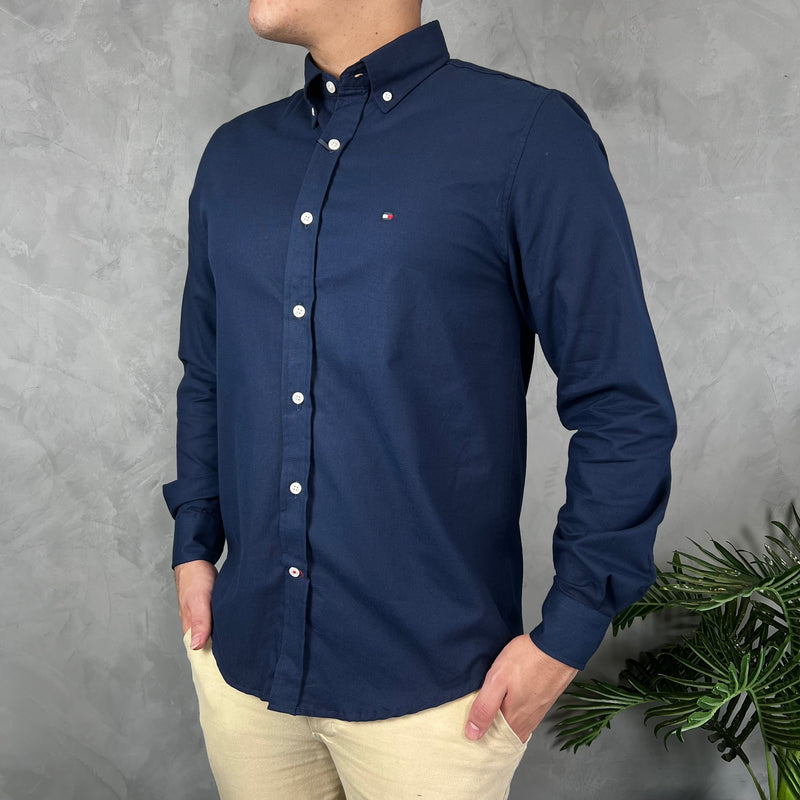 Camisa Social Tommy Hilfiger Oxford - Azul Marinho