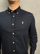 Camisa Social Polo Ralph Lauren Tricoline - Azul Marinho