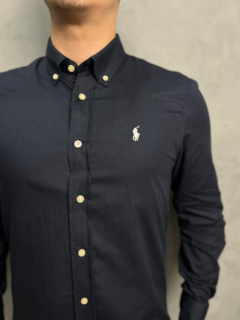Camisa Social Polo Ralph Lauren Tricoline - Azul Marinho