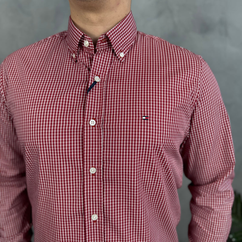 Camisa Social Tommy Hilfiger Oxford - Xadrez Vermelha