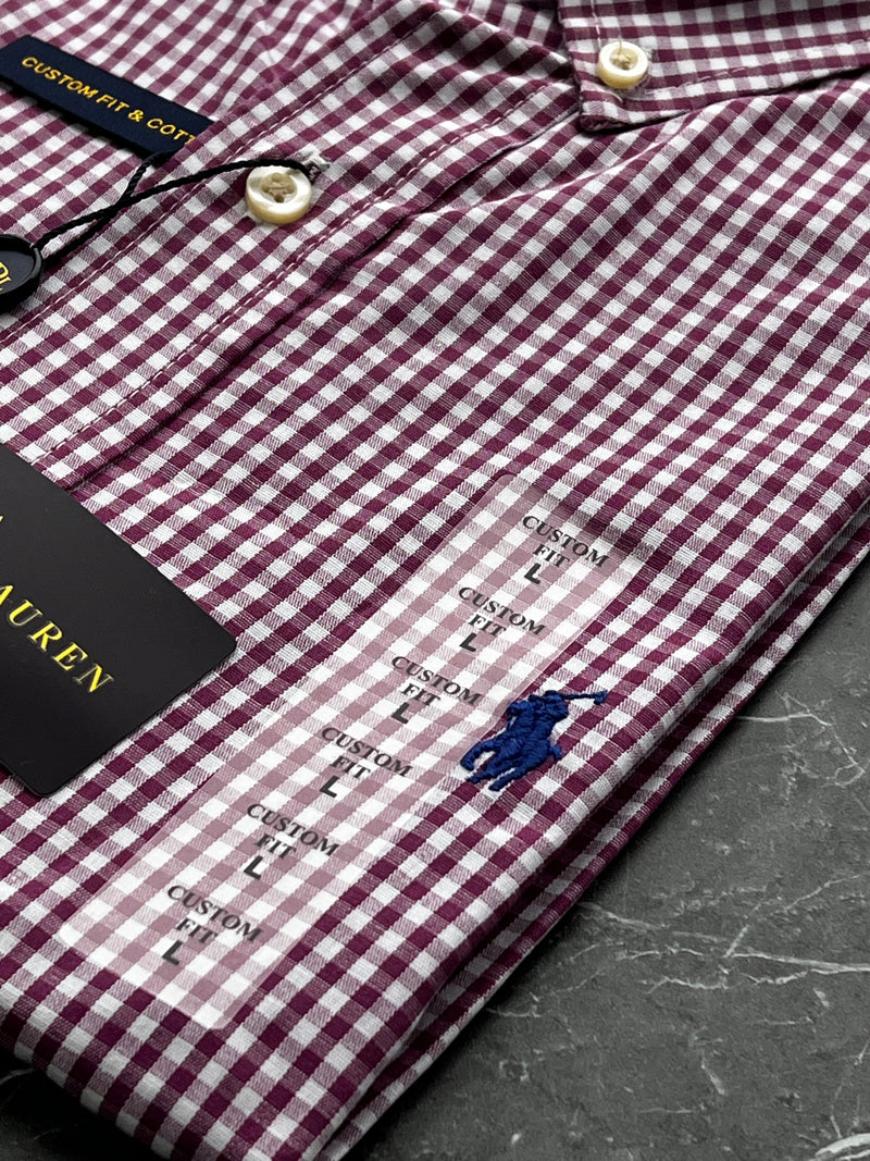 Camisa Social Polo Ralph Lauren Oxford - Xadrez Roxa