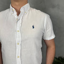 Camisa Social Manga Curta Polo Ralph Lauren - Branca - Linho