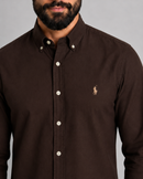 Camisa Social Polo Ralph Lauren Sarja  - Marrom Escuro