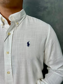 Camisa Social Polo Ralph Lauren - Branca - Linho