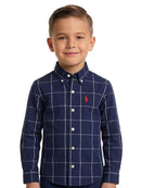Camisa Social Infantil Polo Ralph Lauren Oxford - Xadrez Azul Marinho